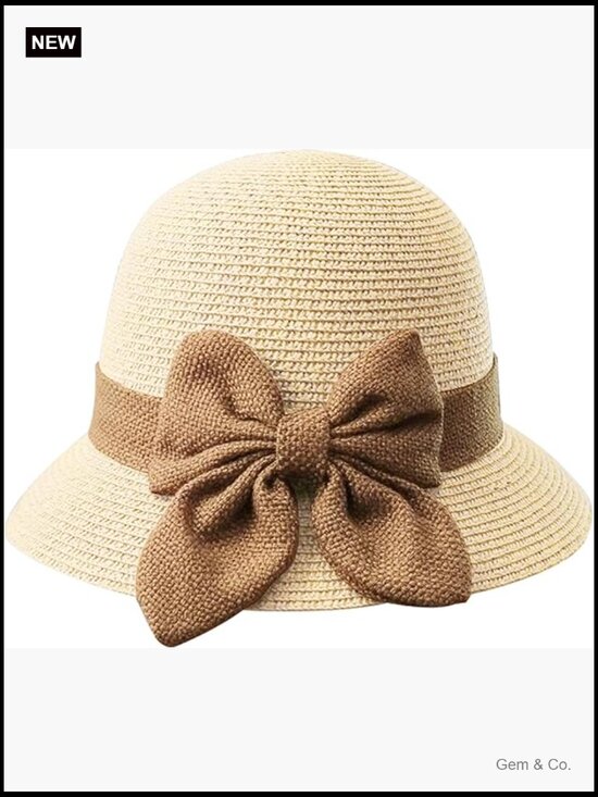 Vintage Cloche Straw Sun Hat Foldable Packable Beach Hat main image 6